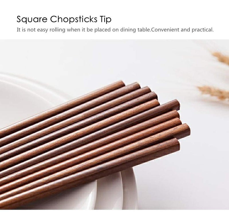 Mannice 10 Pairs Wooden Chopsticks Reusable Chop Sticks Dishwasher Safe Chinese Wooden Chopsticks Handmade Chopstick Natural Health for Cooking Eating Restaurants ,Korean & Japaness Style,Portable Long Brown - Image 4